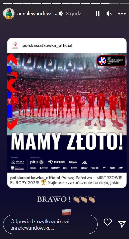 Anna Lewandowska pogratulowała polskim siatkarzom