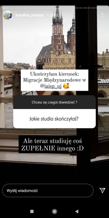 Screenshot z Instastory Karoliny Małysz