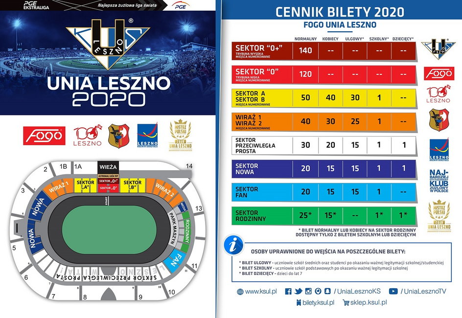 Ceny biletów Unia-ROW