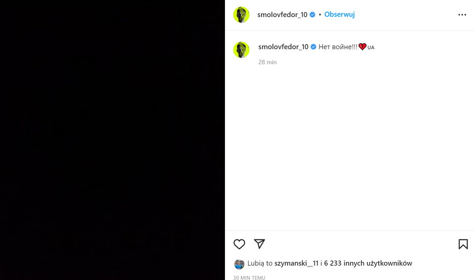 Post Fiodora Smołowa na Instagramie