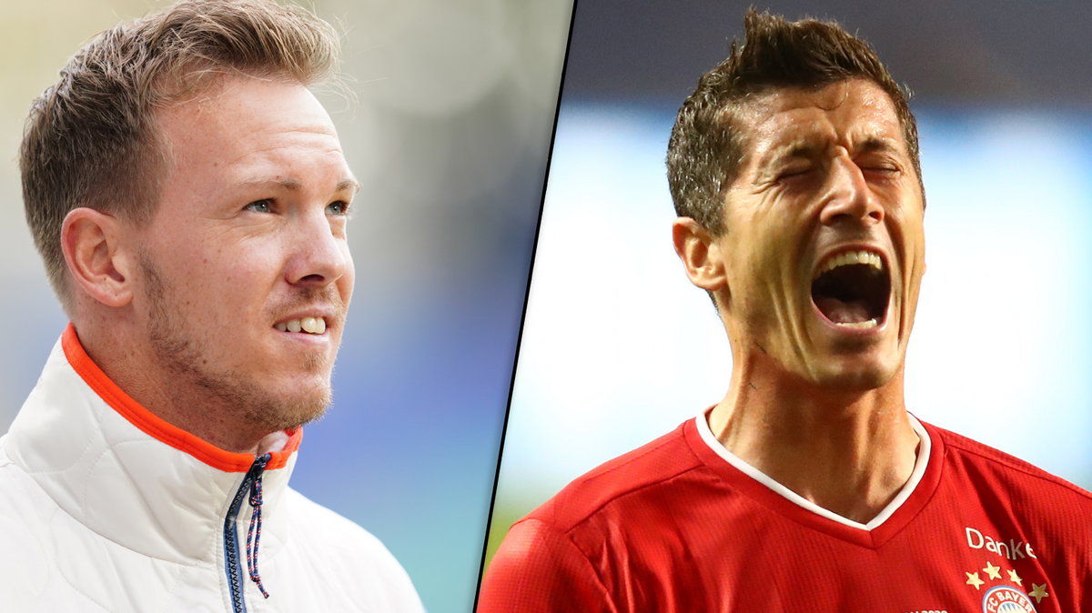 Julian Nagelsmann i Robert Lewandowski (fot. PAP/EPA/ CLEMENS BILAN / GettyImages/ Julian Finney)