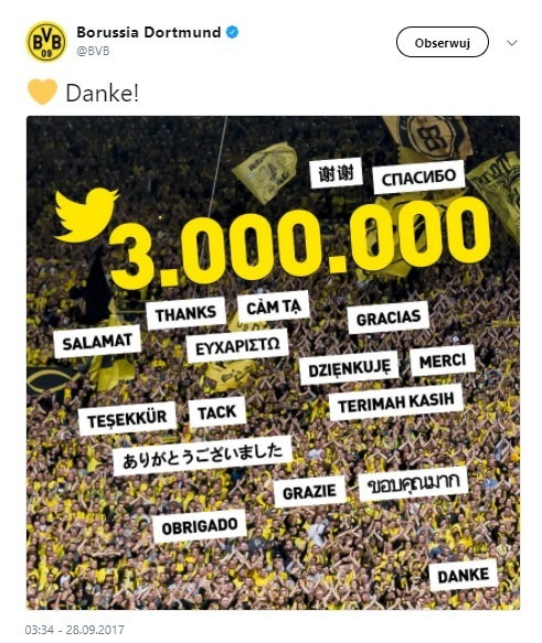 Podziękowania Borussii Dortmund