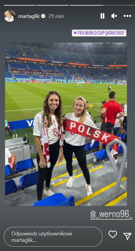 Żony Kamila Glika i Karola Świderskiego na stadionie w Katarze