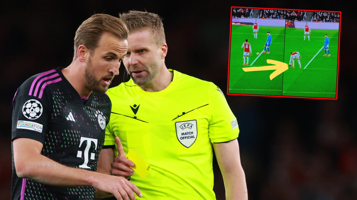 Harry Kane i sędzia Glenn Nyberg