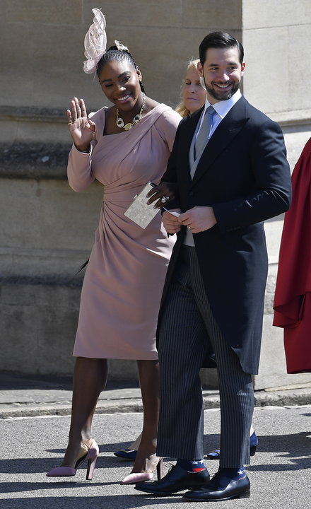 Serena Williams z mężem na ślubie księcia Harry'ego i Meghan Markle w 2018 r.