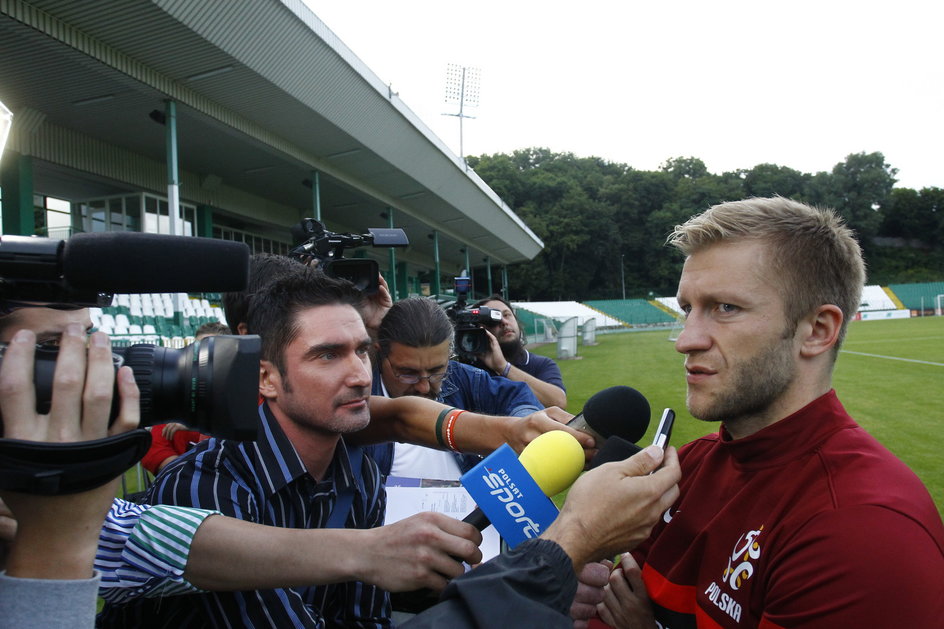 Sergiusz Ryczel i Jakub Błaszczykowski podczas zgrupowania reprezentacji Polski w 2013 r.