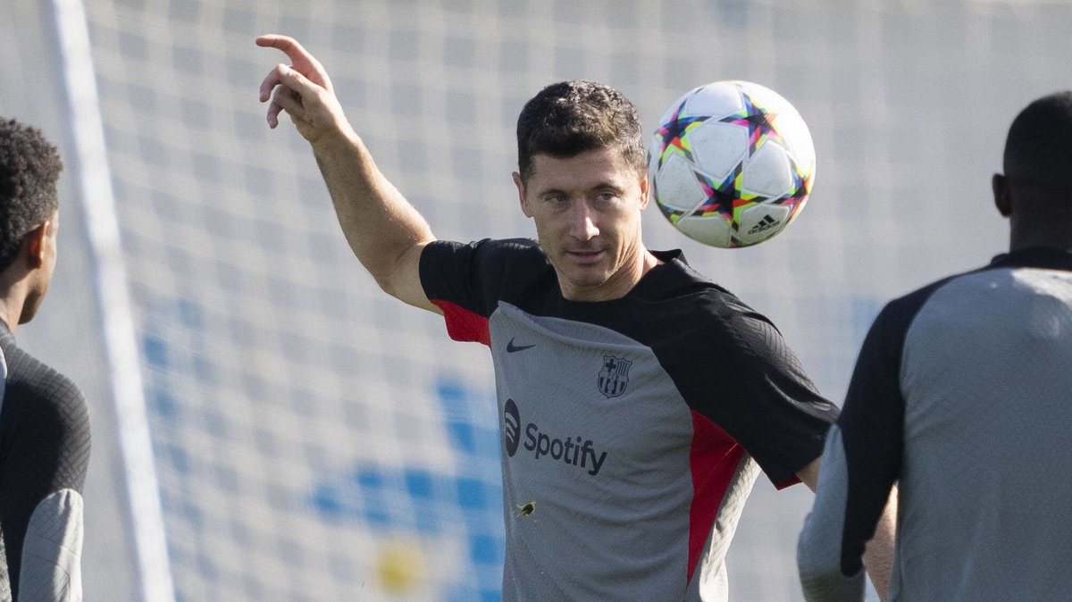 Robert Lewandowski na treningu Barcelony