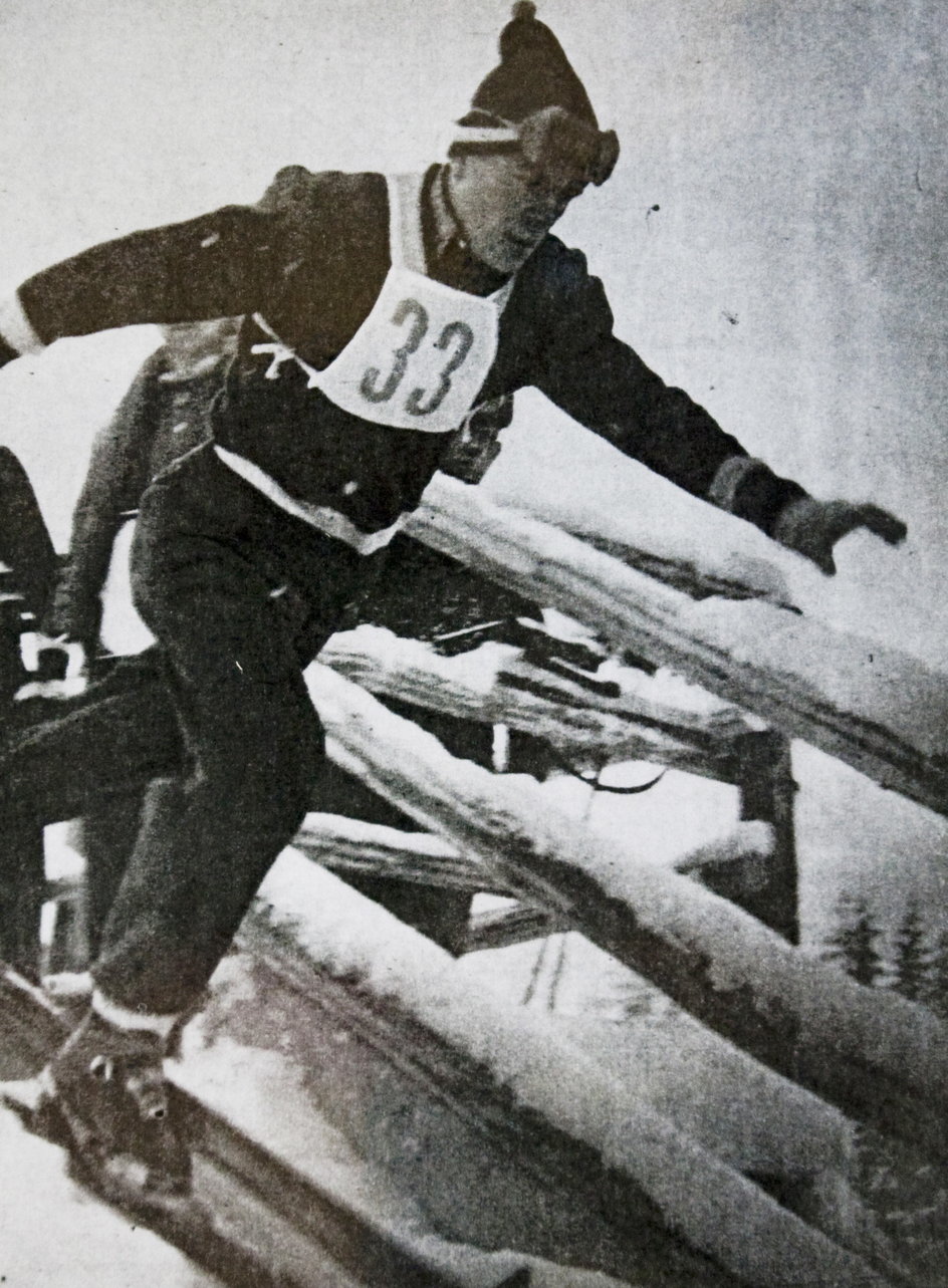 Franciszek Gąsienica-Groń na olimpijskiej trasie w Cortinie d'Ampezzo (1956 r.)