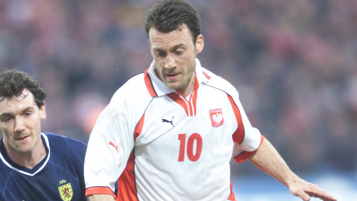 Tomasz Zdebel podczas meczu reprezentacji Polski ze Szkocją (1:1) w 2001 roku