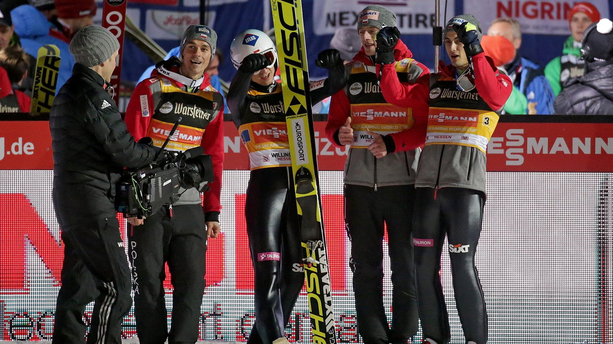 Od lewej: Piotr Żyła, Kamil Stoch, Dawid Kubacki i Maciej Kot