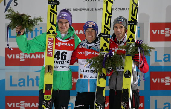 MŚ W NARCIARSTWIE KLASYCZNYM LAHTI 2017 SKOKI HS-130 (Andreas Wellinger, Stefan Kraft, Piotr Żyła)