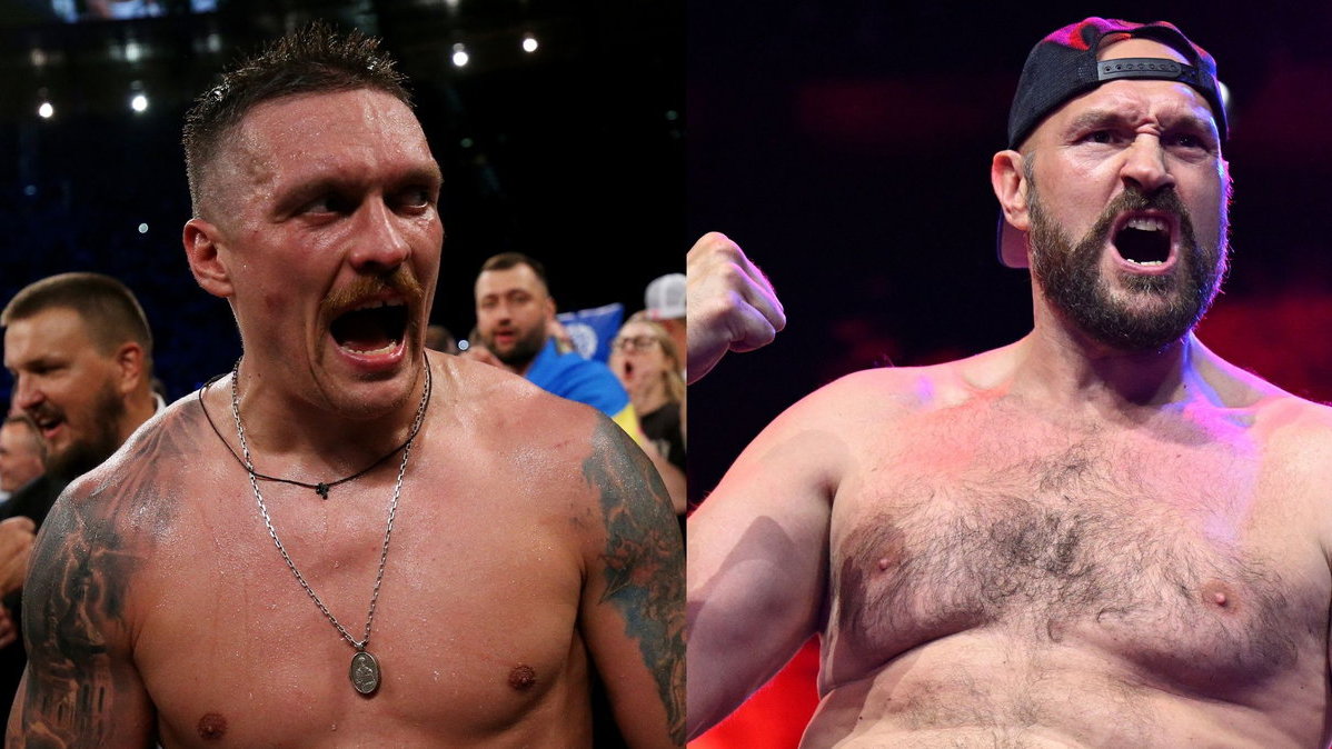 Ołeksandr Usyk (po lewej) oraz Tyson Fury