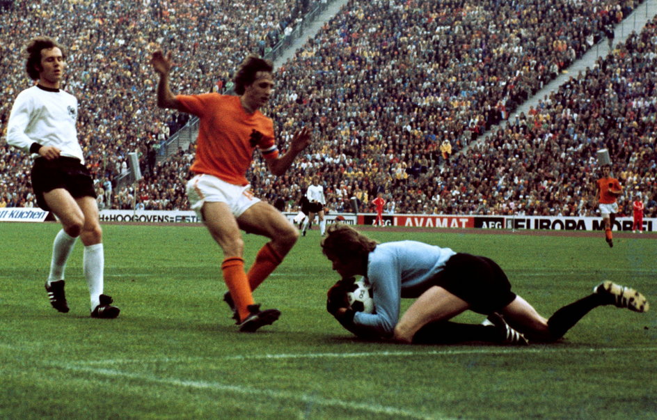 Od lewej: Franz Beckenbauer, Johan Cruyff, Sepp Maier