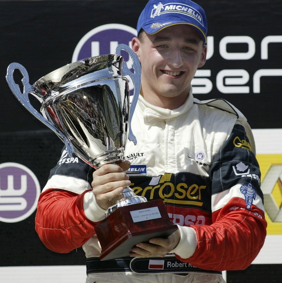 Robert Kubica w 2005 roku na wyścigach bolidów formuły World Series by Renault w Belgii , jako zawodnik zespołu Epsilon Euskadi 