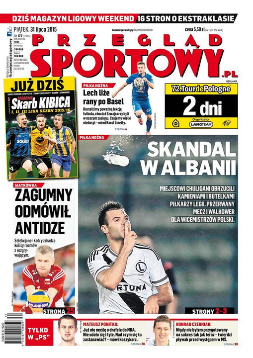 Okładka "Przeglądu Sportowego" piątek, 31 lipca 2015