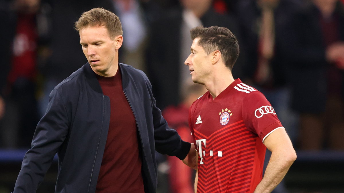 Julian Nagelsmann i Robert Lewandowski podczas meczu