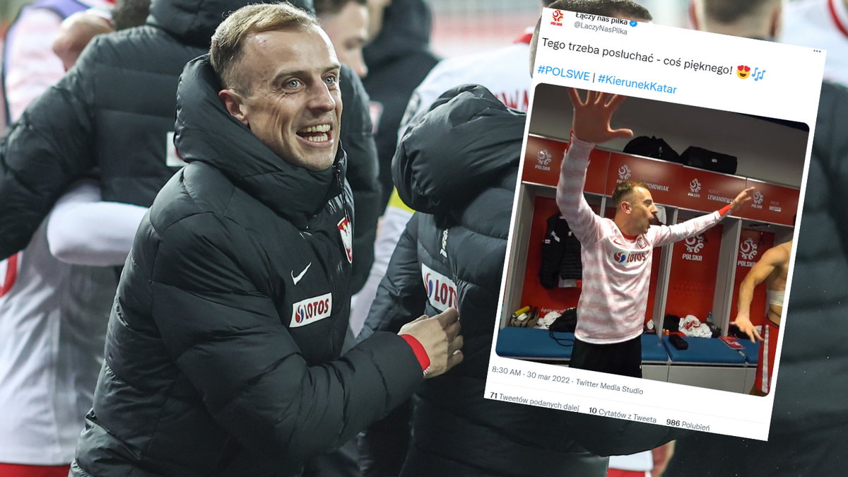 Kamil Grosicki był jednym z najhuczniej świętujących reprezentantów Polski (twitter.com/LaczyNasPilka)