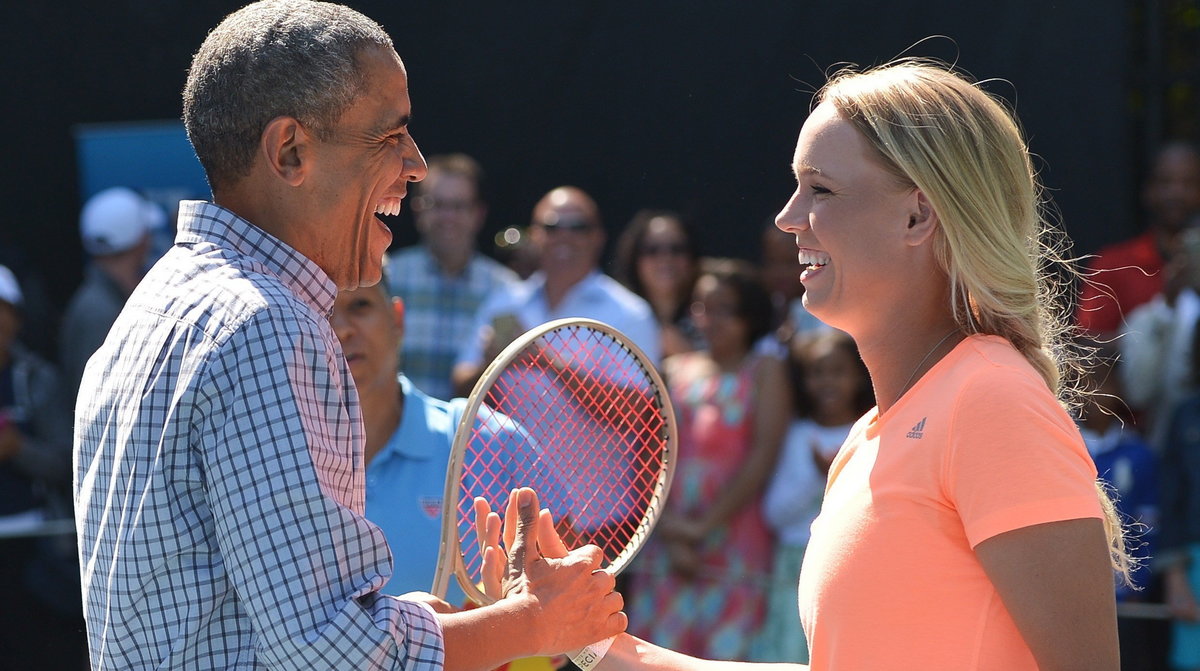 B.Obama, K.Woźniacka, fot. AFP PHOTO/MANDEL NGAN