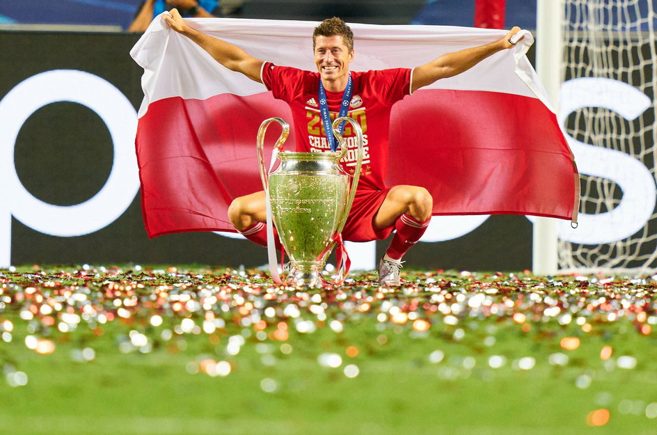 Robert Lewandowski po wygranym finale Ligi Mistrzów, 23 sierpnia 2020 r.