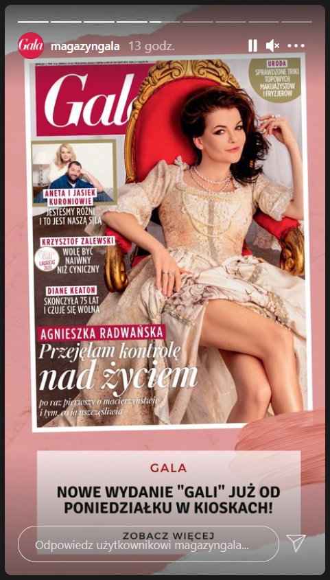 Agnieszka Radwańska na okładce magazynu "Gala"