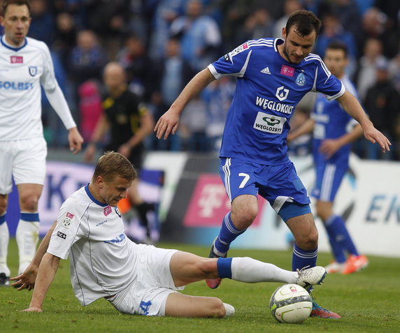 PIŁKA NOŻNA LIGA POLSKA RUCH CHORZÓW ZAWISZA BYDGOSZCZ ( Filip Starzyński Kamil Drygas )