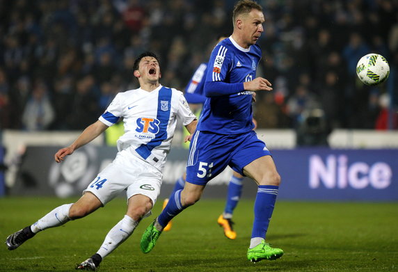 PIŁKA NOŻNA EKSTRAKLASA RUCH CHORZÓW - LECH POZNAŃ (Rafał Grodzicki i Dawid Kownacki)