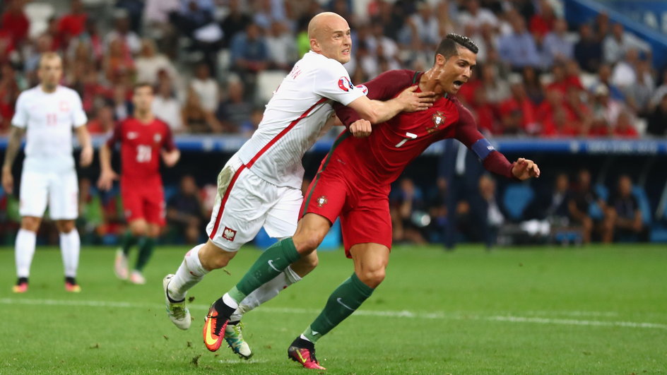 Michał Pazdan i Cristiano Ronaldo, ćwierćfinał Euro 2016