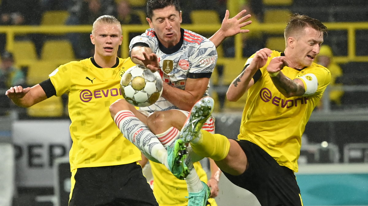 Robert Lewandowski (Bayern Monachium), Marco Reus i Erling Haaland (Borussia Dortmund)