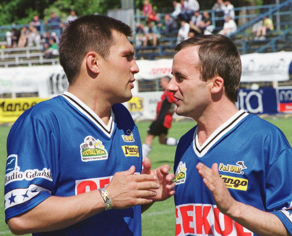 Dariusz Michalczewski i Andrzej Grubba podczas imprezy charytatywnej „Super Football Show"