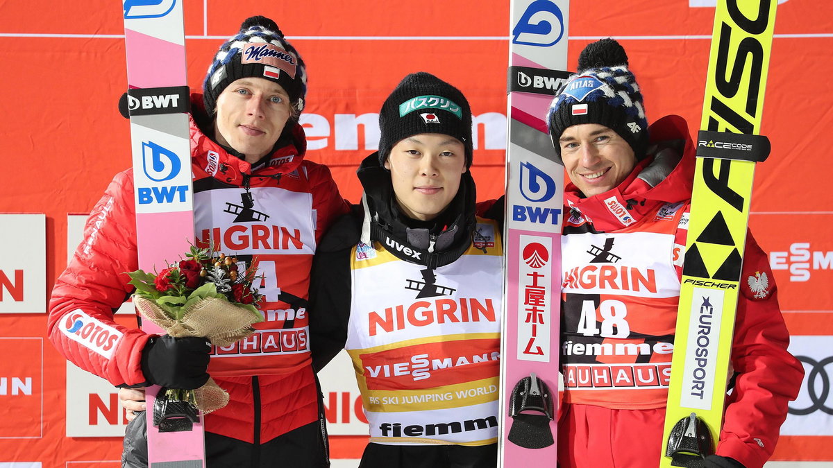 Dawid Kubacki, Ryoyu Kobayashi i Kamil Stoch