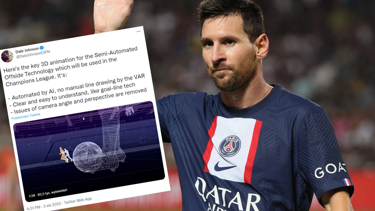 System półautomatycznego spalonego ma działać już podczas fazy grupowej Ligi Mistrzów UEFA. Na zdjęciu Leo Messi z PSG (twitter.com/DaleJohnsonESPN)