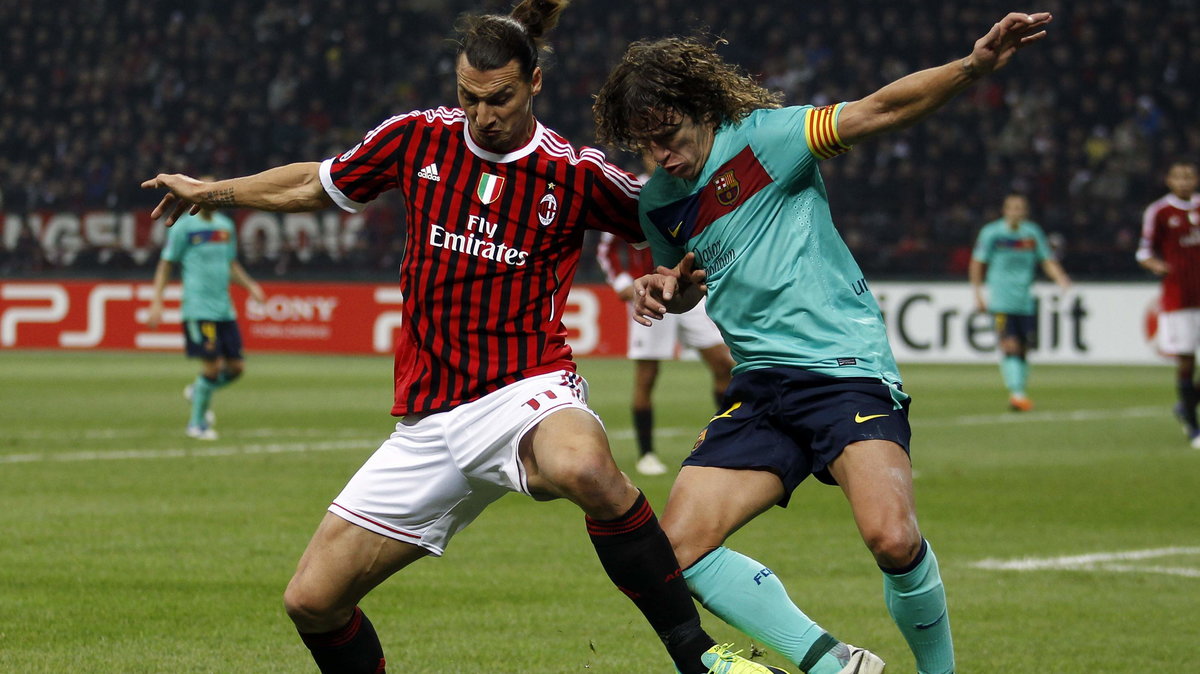 Milan - Barcelona: Zlatan Ibrahimovic (L) i Carles Puyol (P)