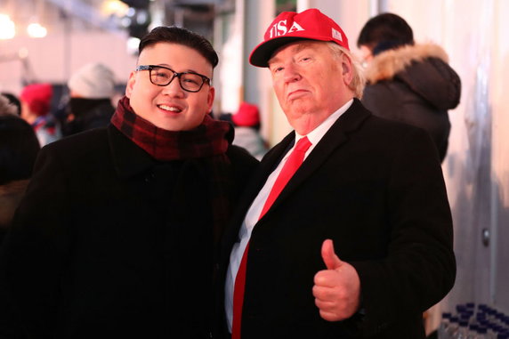 Sobowtóry Kim Jong-Una i Donalda Trumpa zrobili furorę w Pjongczangu