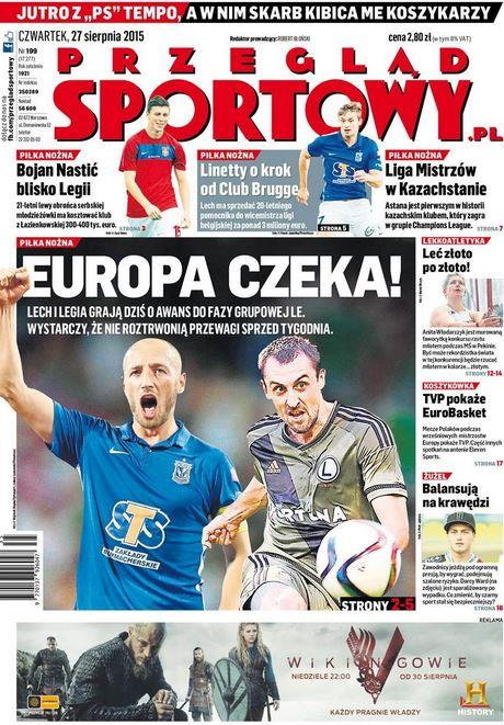 okładka "Przeglądu Sportowego" 27 sierpnia 2015 