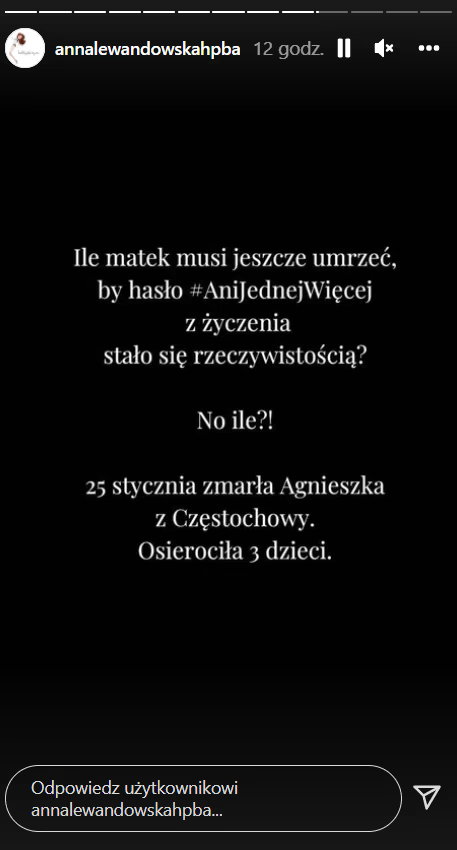 Anna Lewandowska o śmiercy Agnieszki z Częstochowy