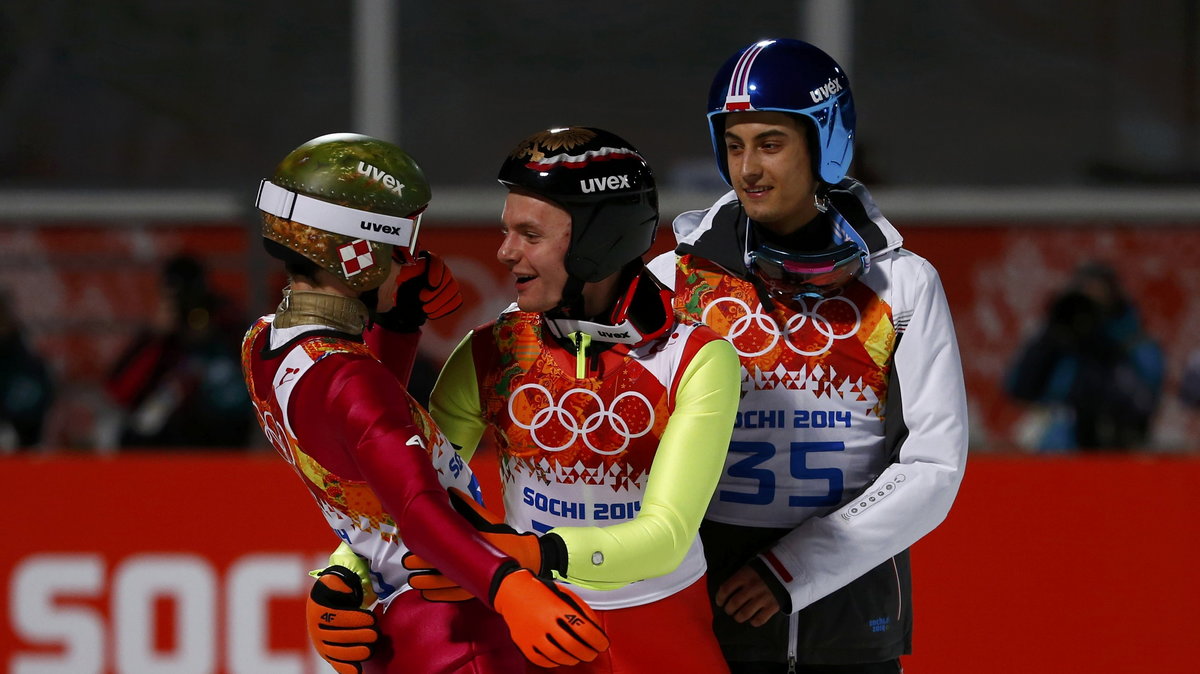 Kamil Stoch (C),  Maciej Kot (P) and Jan Ziobro (L)