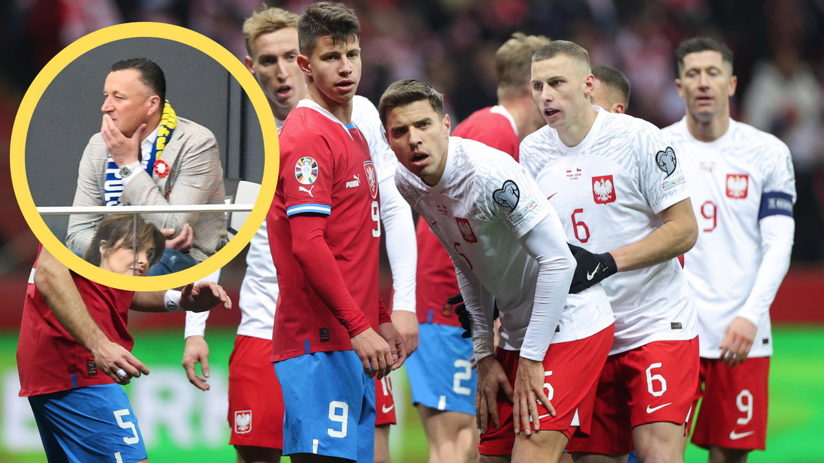 Piłkarze reprezentacji Polski w meczu z Czechami (w ramce Tomasz Hajto)