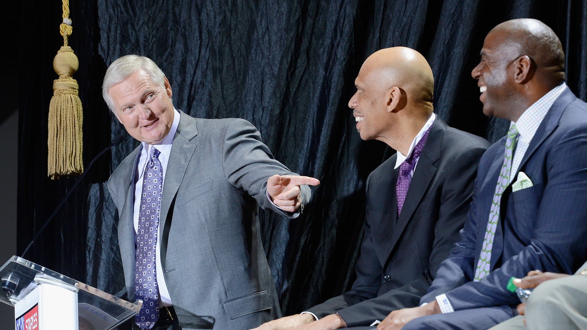 Jerry West, Kareem Abdul-Jabbar, Earvin Magic Johnson