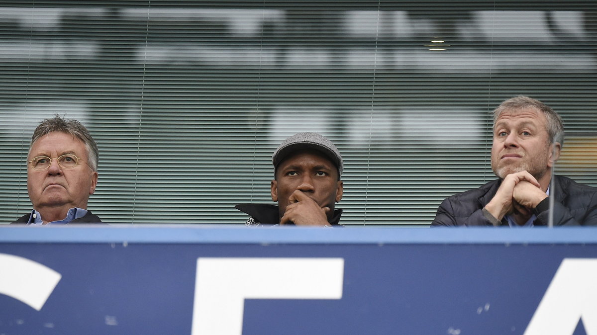 Guus Hiddink, Didier Drogba i Roman Abramowicz