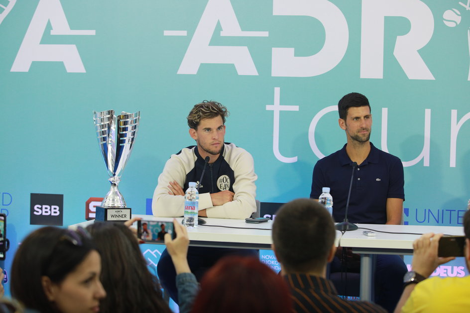 Novak Djoković i Dominic Thiem podczas Adria Cup