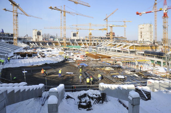 Budowia Stadionu Narodowego w Warszawie - luty 2010 (fot. NCS)