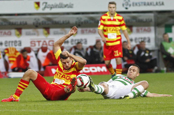 PIŁKA NOŻNA LIGA POLSKA JAGIELLONIA BIAŁYSTOK LECHIA GDAŃSK (Piotr Tomasik Ariel Borysiuk)