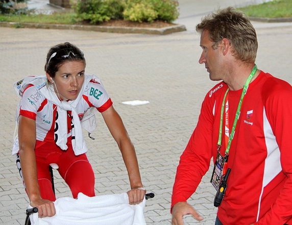 Maja Włoszczowska i trener Andrzej Piątek