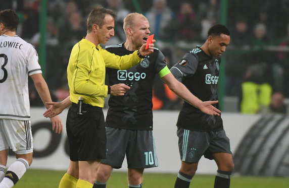 PIŁKA NOŻNA LIGA EUROPEJSKA LEGIA - AJAX AMSTERDAM (David Fernandez Borbalan, Davy Klaassen, Kenny Tete)