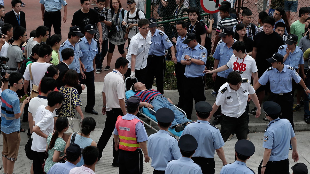 Ranni podczas wizyty Beckhama na uniwersytecie w Szanghaju