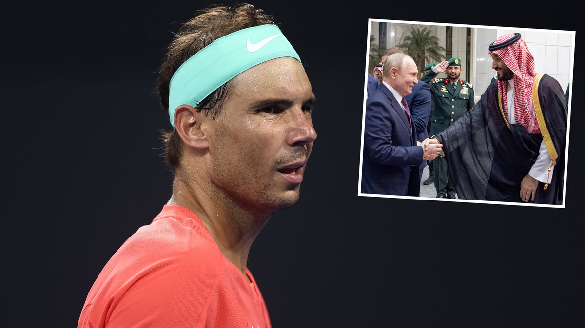 Rafael Nadal i Władimir Putin witający się z Mohammed ibn Salman, książę Arabii Saudyjskiej