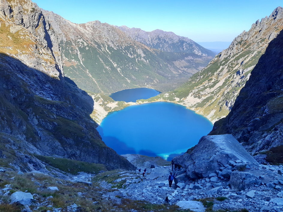 Widok z góry na Czarny Staw i Morskie Oko