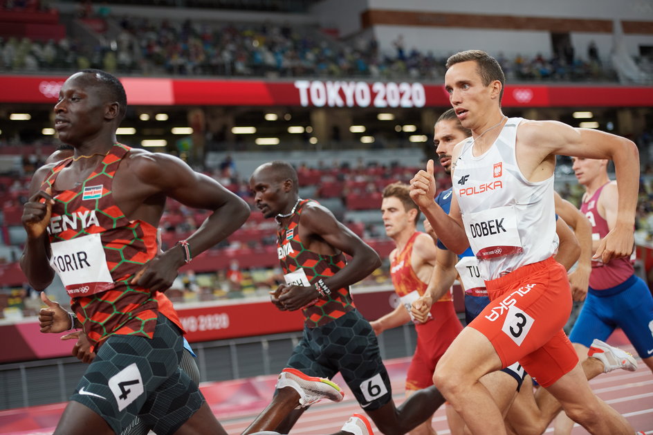 Patryk Dobek podczas IO 2021 w Tokio, gdzie zdobył brąz na 800 m