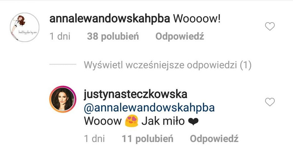 Anna Lewandowska skomplementowała Justynę Steczkowską