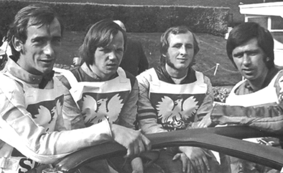 Finał DMŚ w 1976 roku. Od lewej: Zenon Plech, Jerzy Rembas, Marek Cieślak i Edward Jancarz